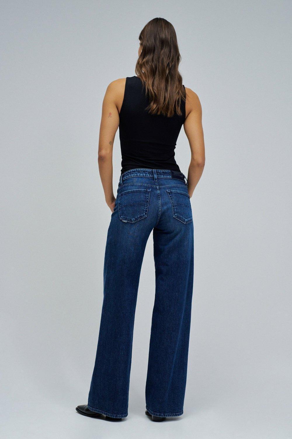 Low Rise Wide Jeans, Navy, large image number 3