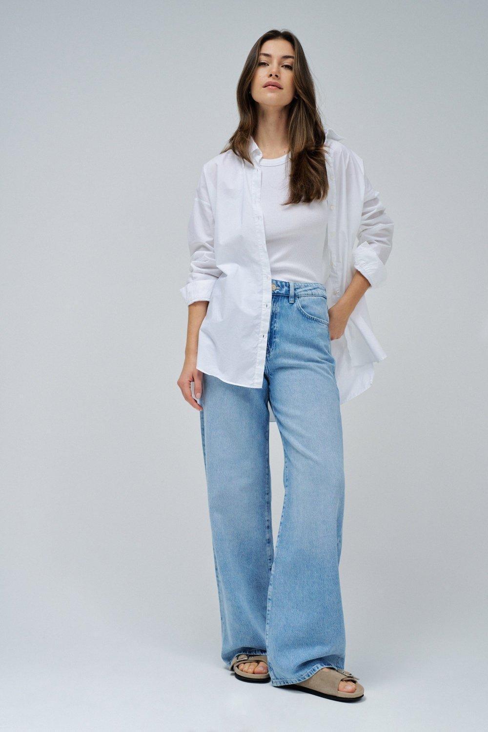 Wide Leg Jeans , Blue, medium