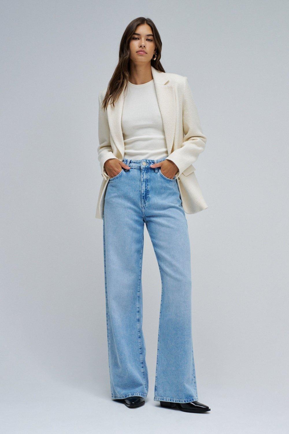 Wide Leg Jeans, Blue, medium