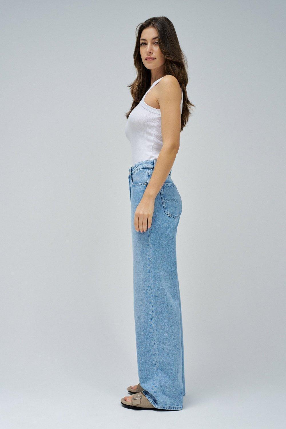 Wide Leg Jeans , Blue, medium