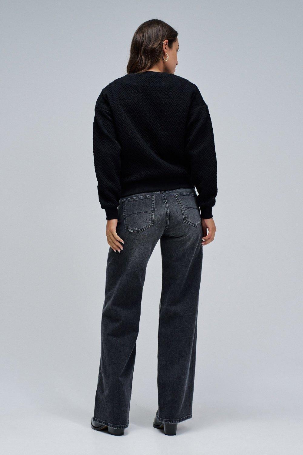 Sweatshirt With Jacquard, Black, large image number 3