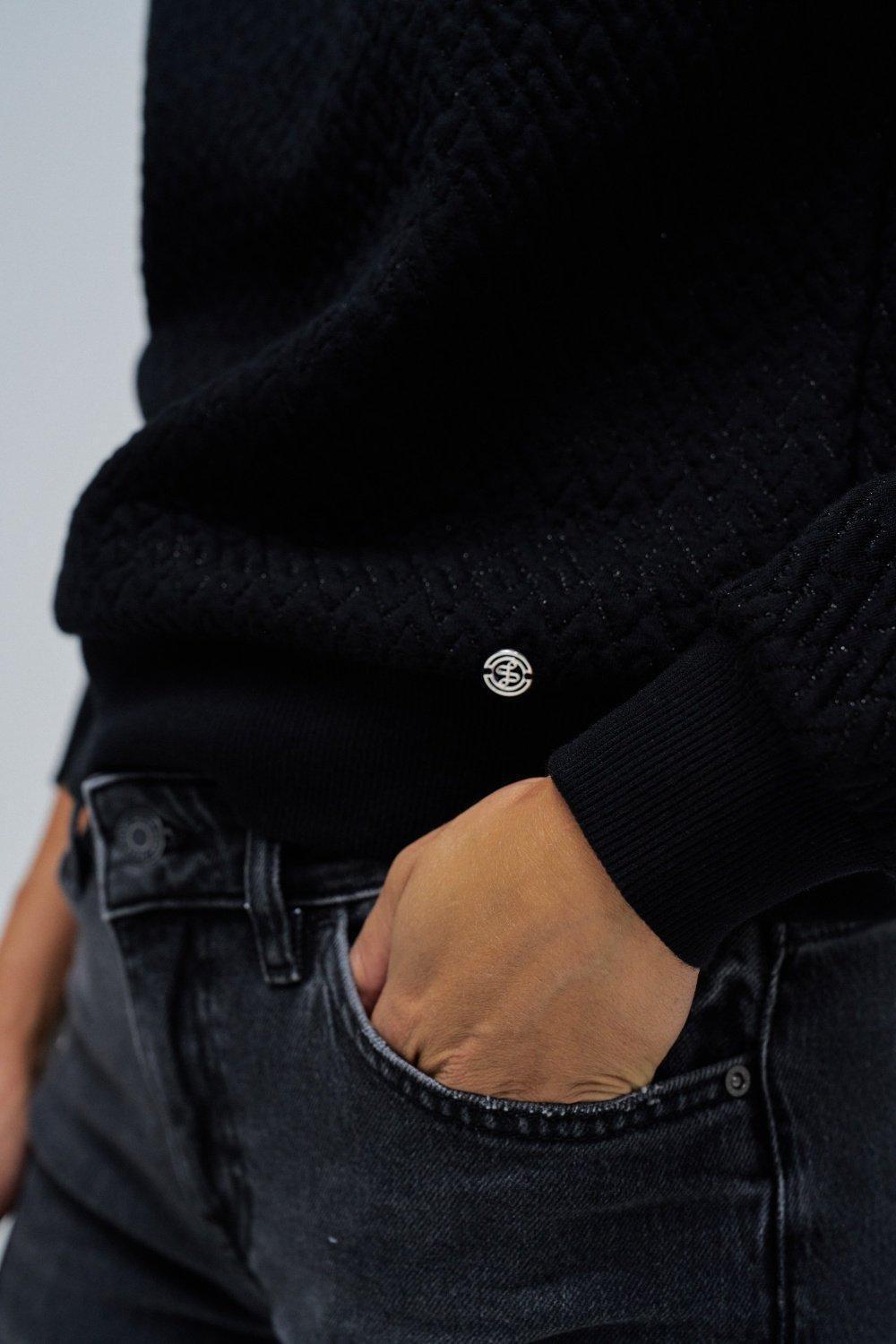 Sweatshirt With Jacquard, Black, large image number 4