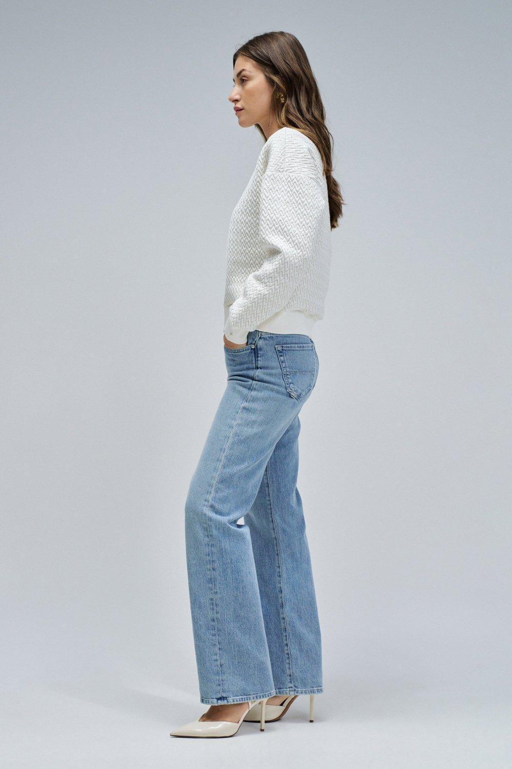 Sweatshirt With Jacquard, Pearl, medium