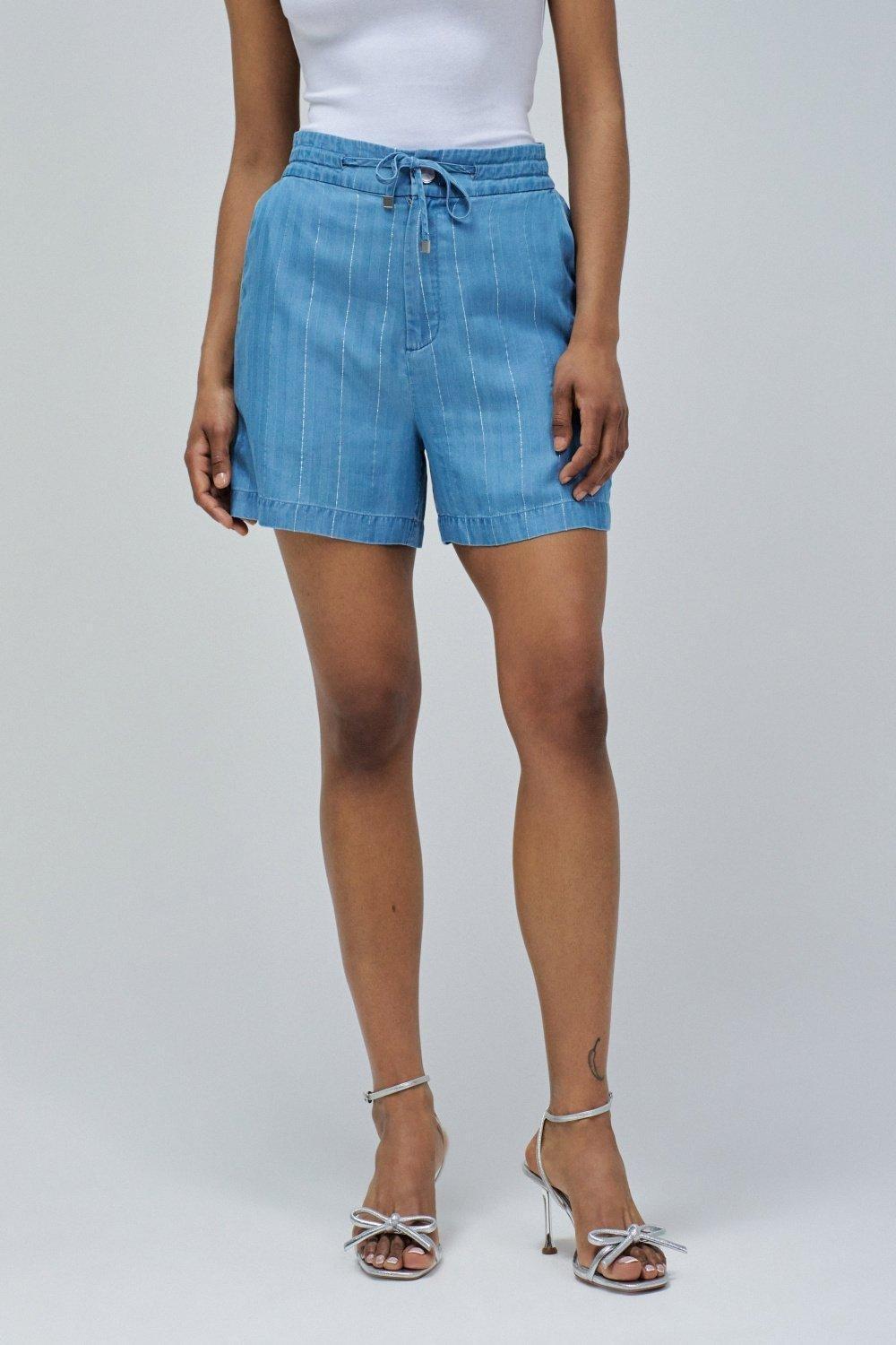 Light Denim Shorts , Blue, medium