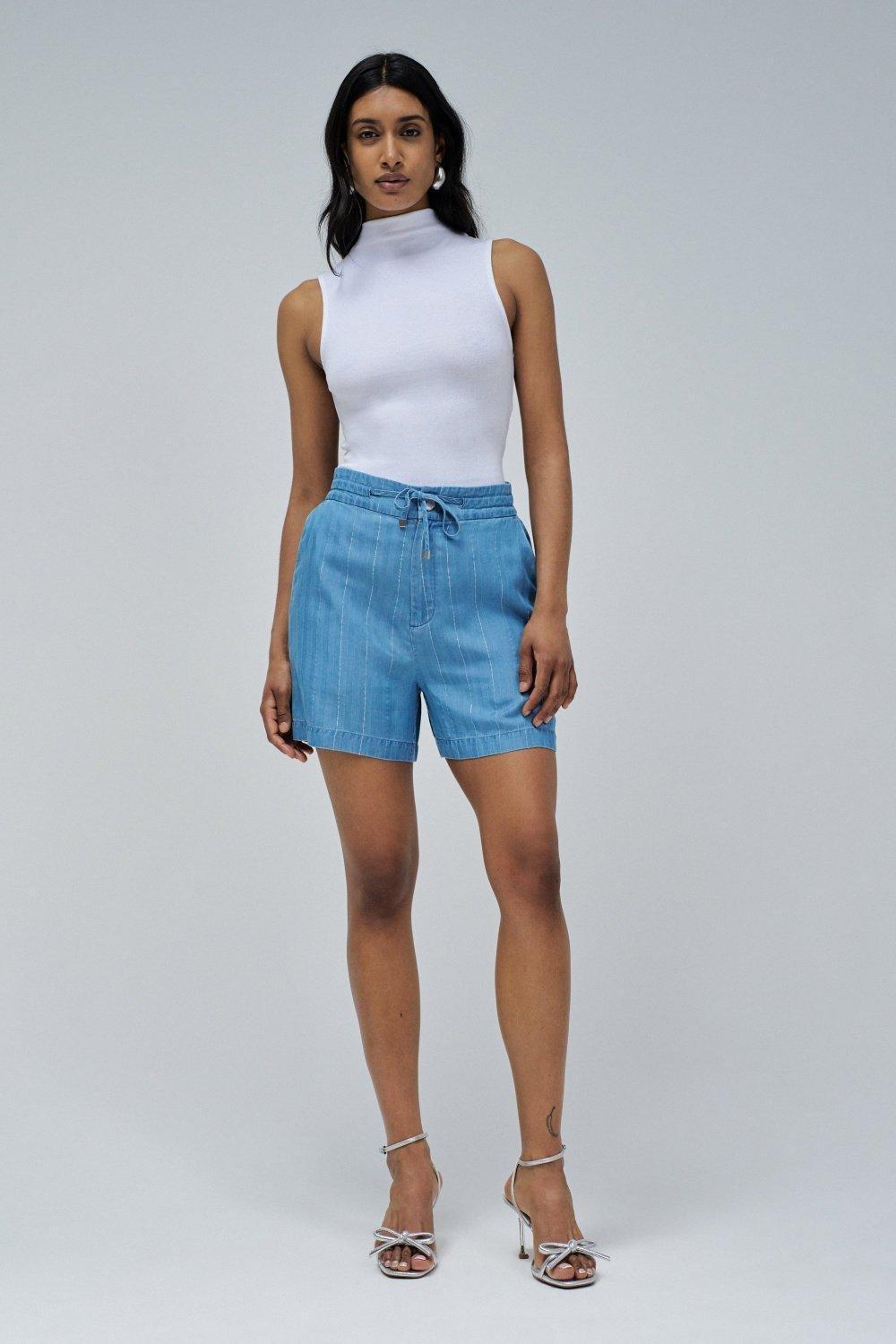 Light Denim Shorts , Blue, medium