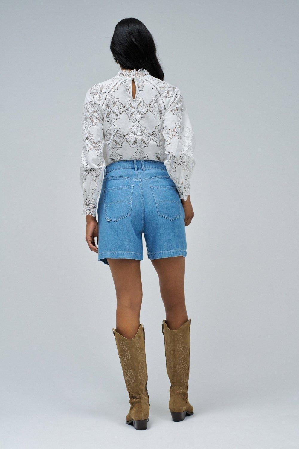 BLUE LIGHTDENIM SHORTS, , large image number 3