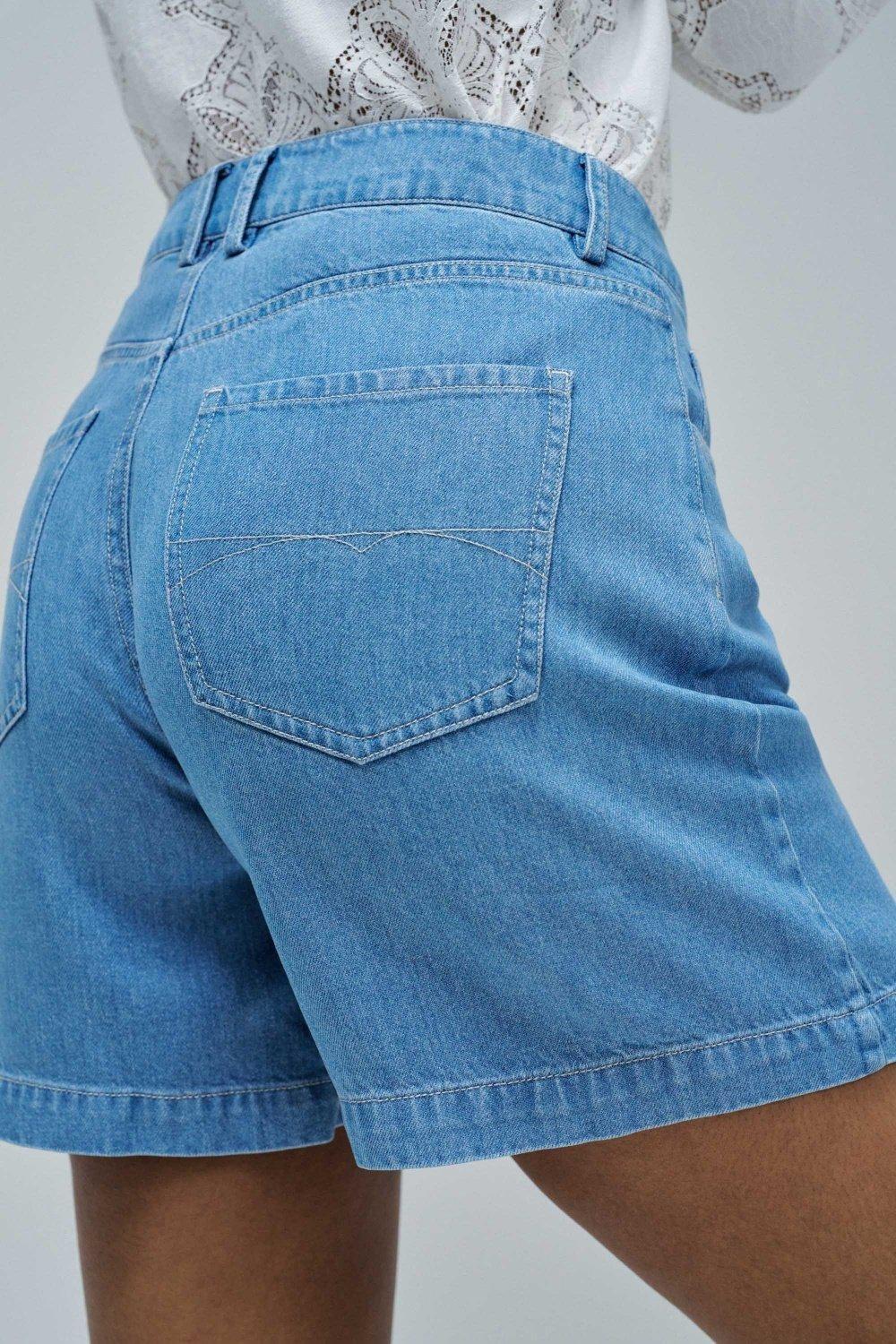 BLUE LIGHTDENIM SHORTS, , large image number 4