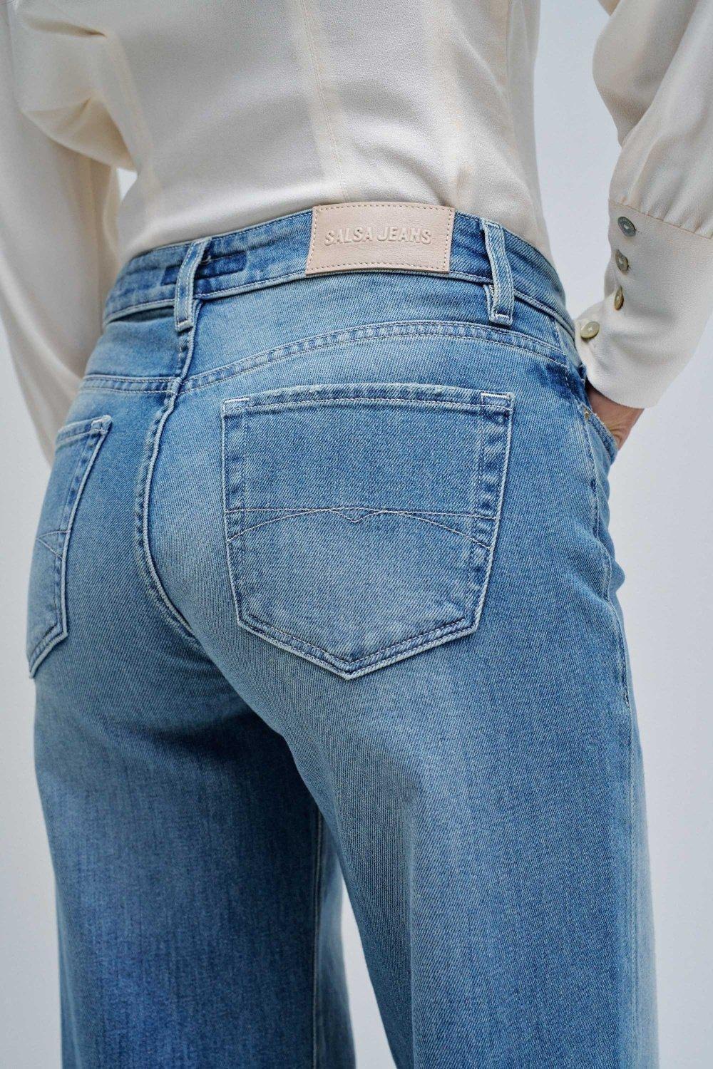 Blue Jeans Low Waist Wide Medium Wash, Blue, large image number 4
