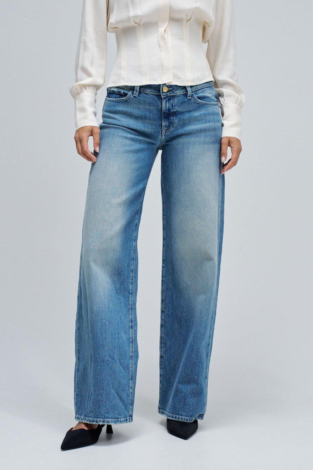Low Rise Wide Jeans, Blue, medium