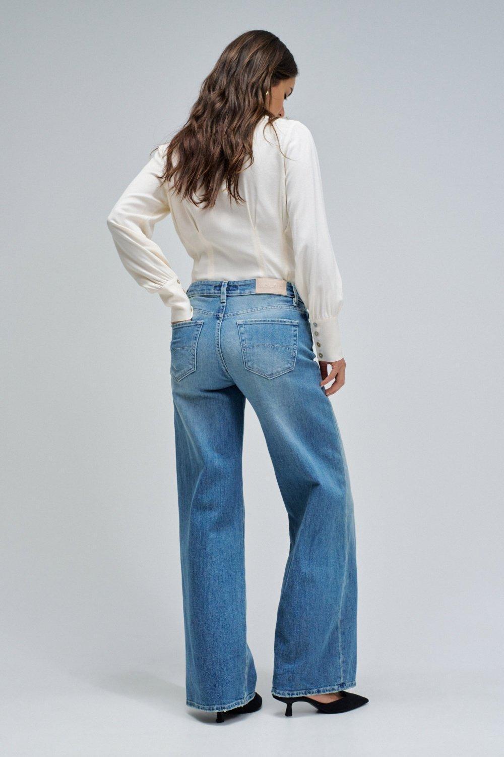 Low Rise Wide Jeans, Blue, large image number 3