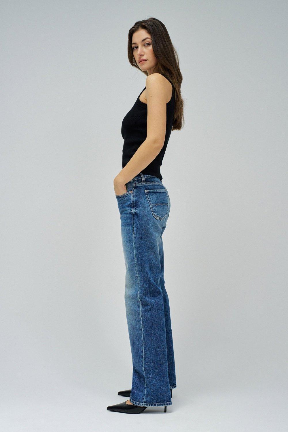Low Rise Straight Jeans, Navy, medium