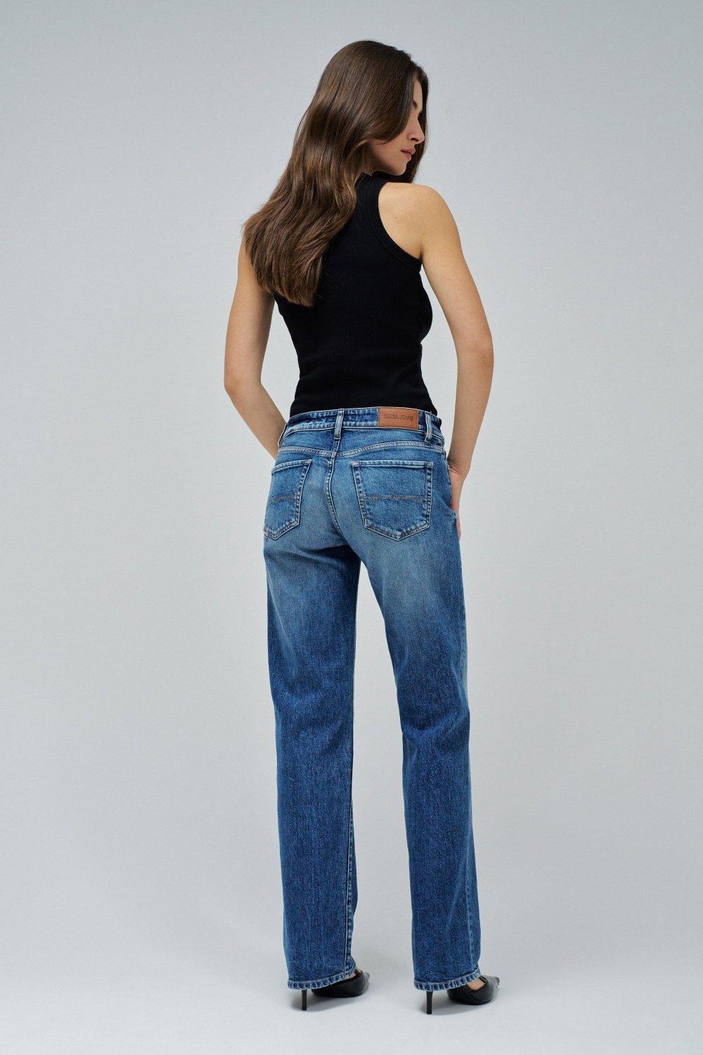 Low Rise Straight Jeans, Navy, large image number 3