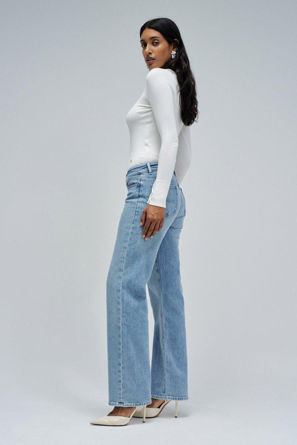 Low Rise Straight Jeans, Blue, medium