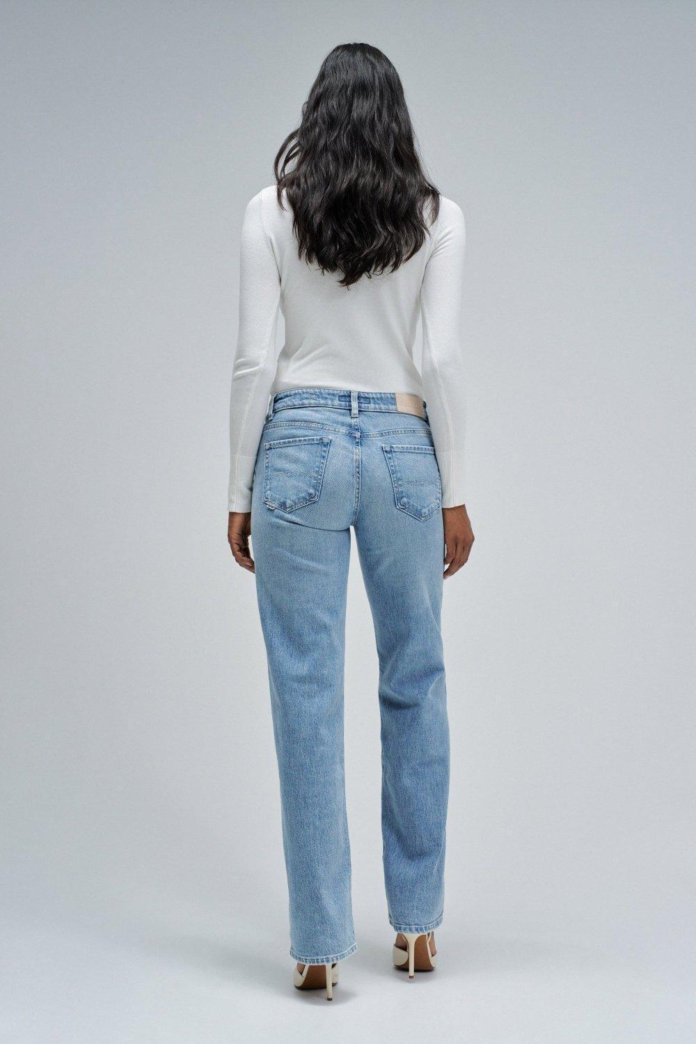 Low Rise Straight Jeans, Blue, large image number 3