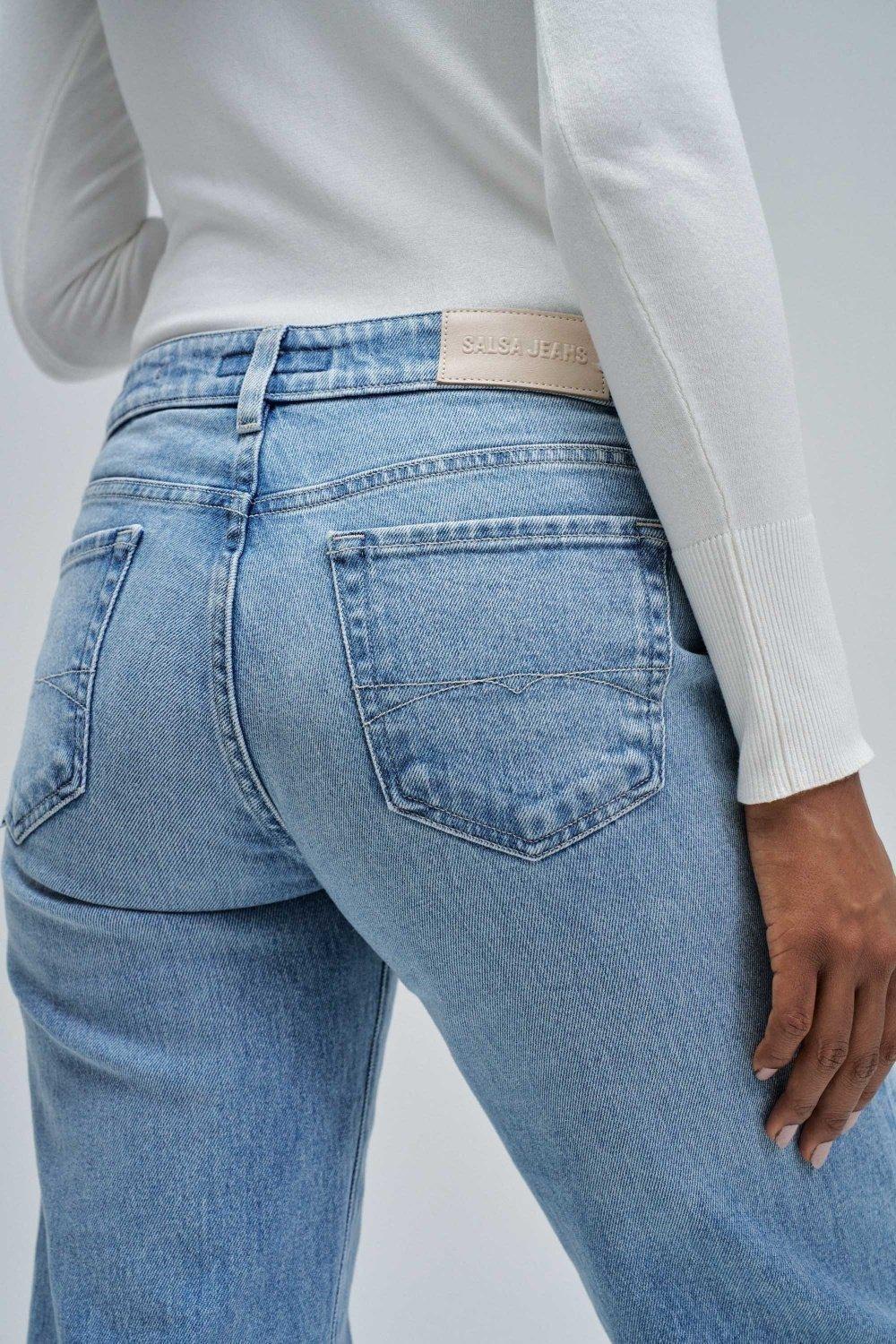 Low Rise Straight Jeans, Blue, large image number 4