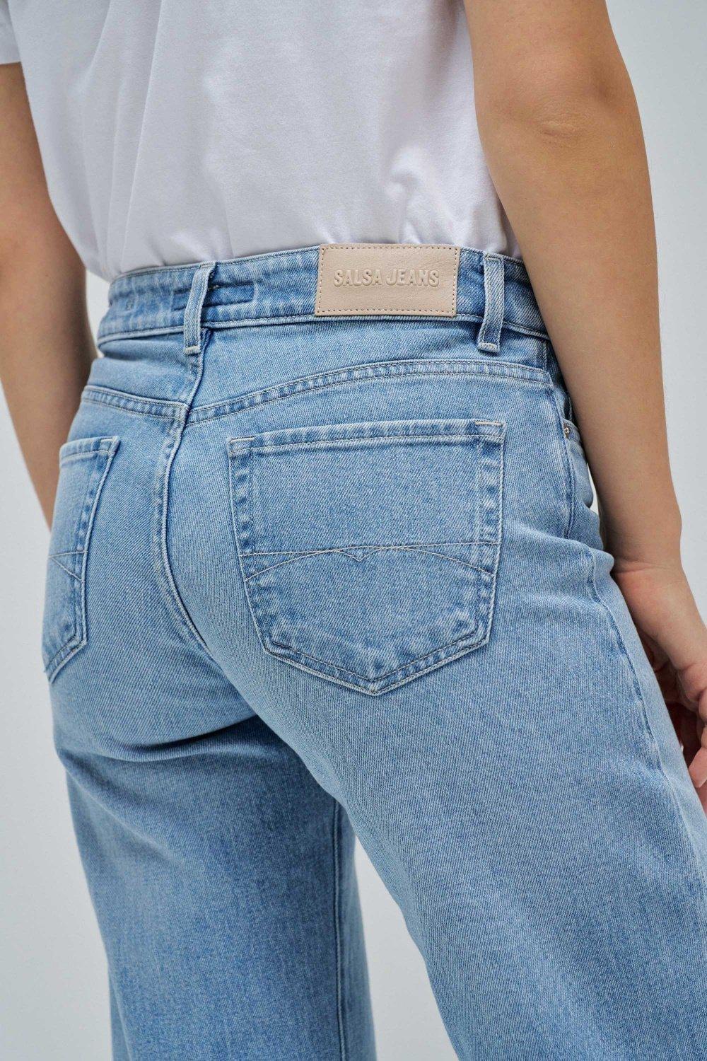 Low Rise Straight Jeans , Blue, large image number 4