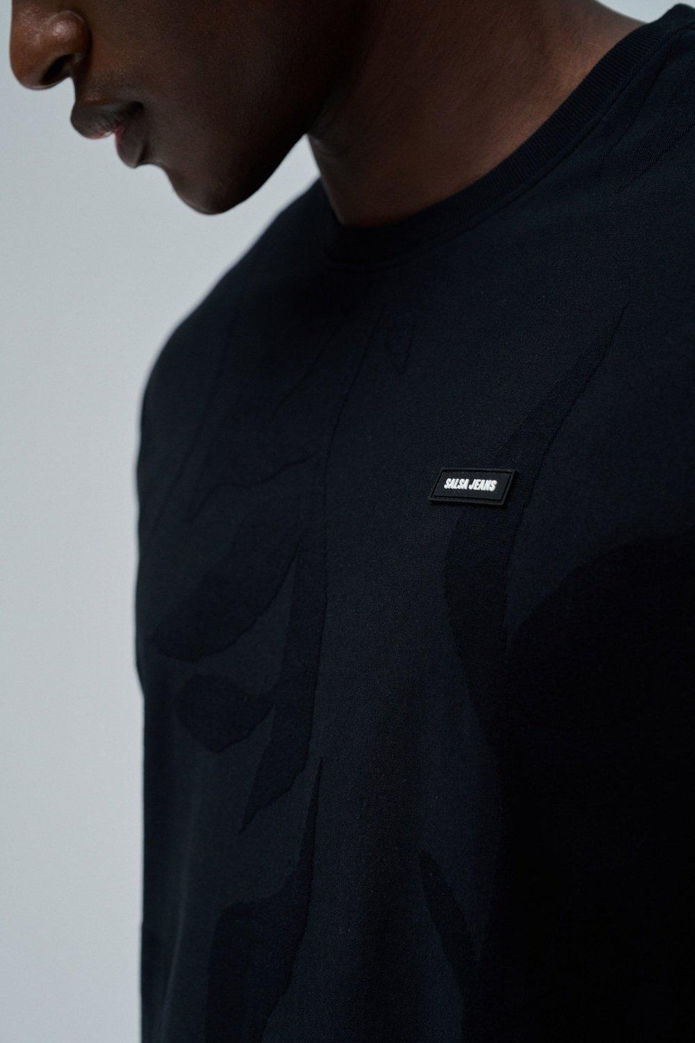 Black T-Shirt Jacquard With Branding, , large image number 4