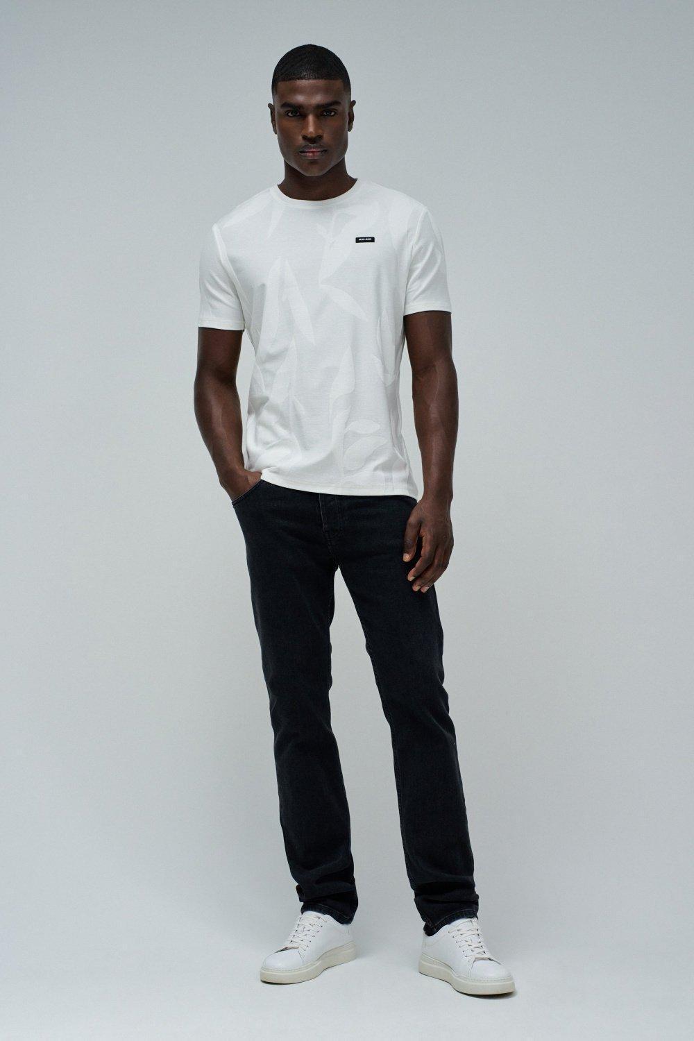 White T-Shirt Jacquard With Branding, , large image number 1