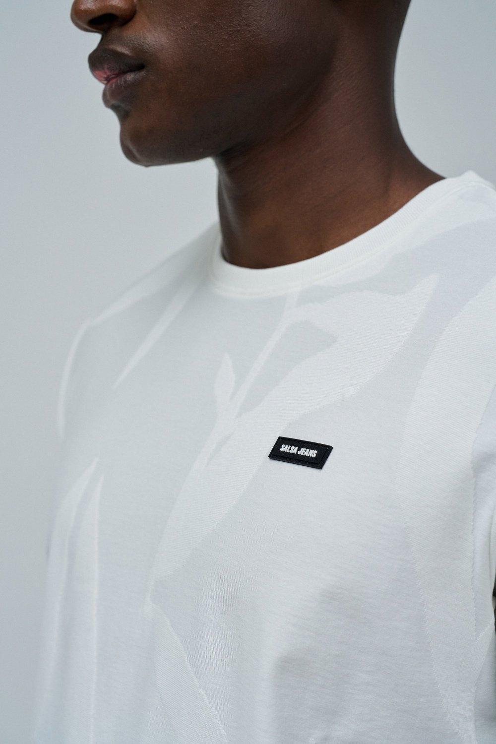 White T-Shirt Jacquard With Branding, , large image number 4