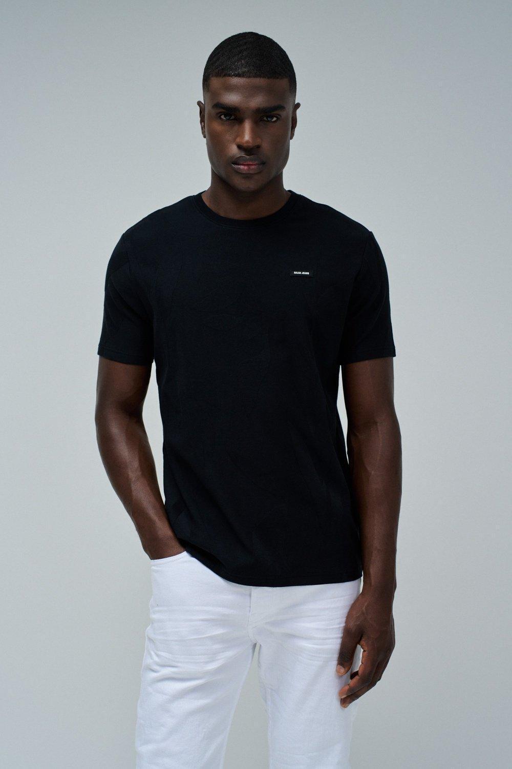 T-Shirt Jacquard With Branding, Black, medium