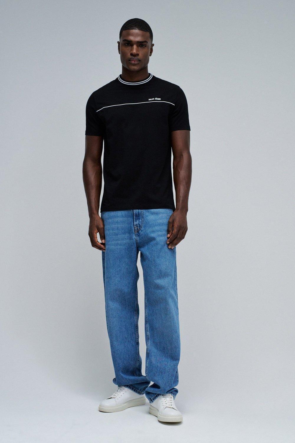 T-Shirt Slim Fit With Sport Collar, Black, medium