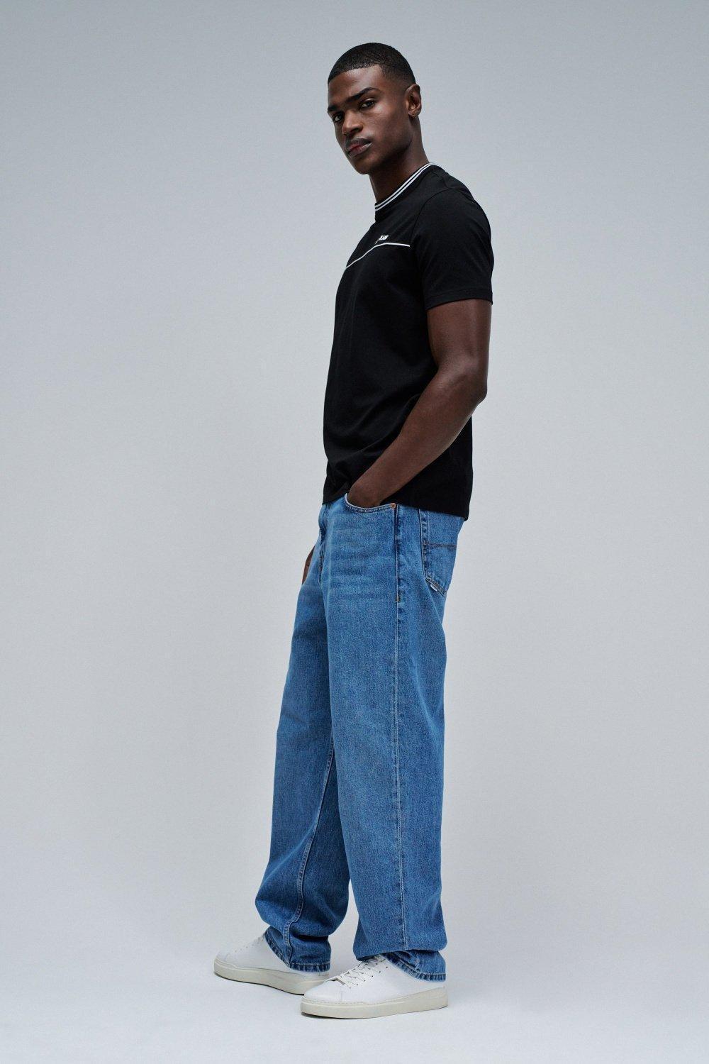 T-Shirt Slim Fit With Sport Collar, Black, medium