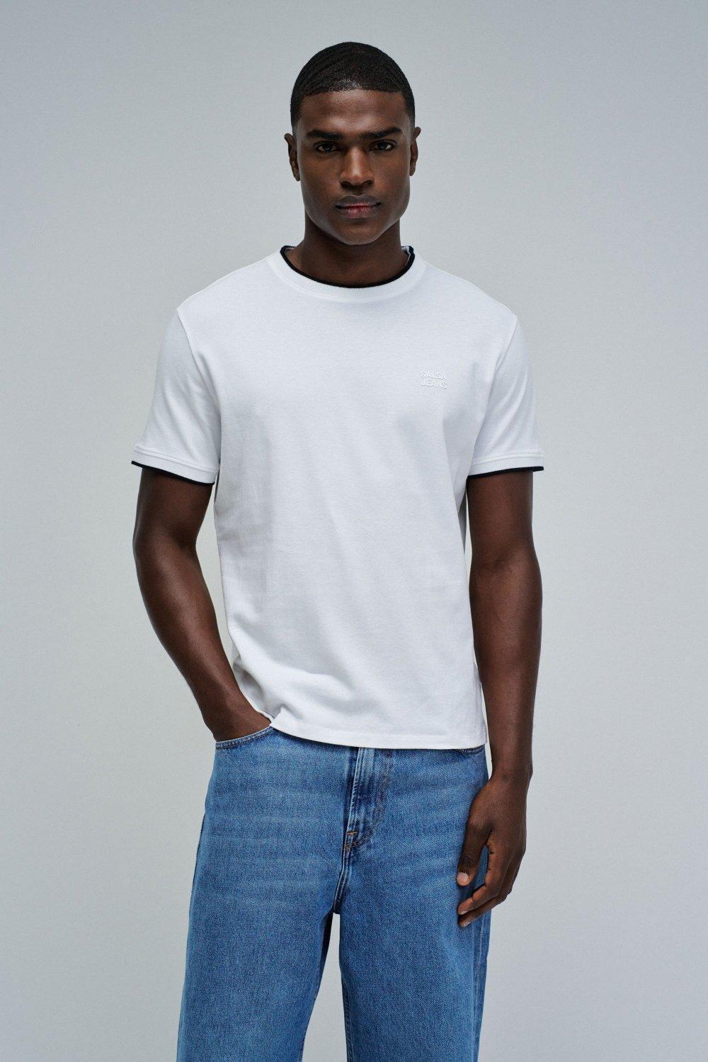 T-Shirt Slim Fit With Branding, White, medium