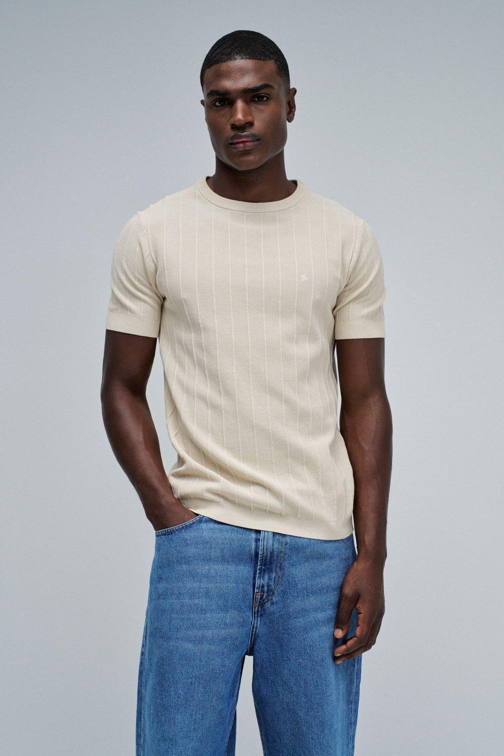 T-Shirt Regular Fit Special Texture, Navy, large image number 0