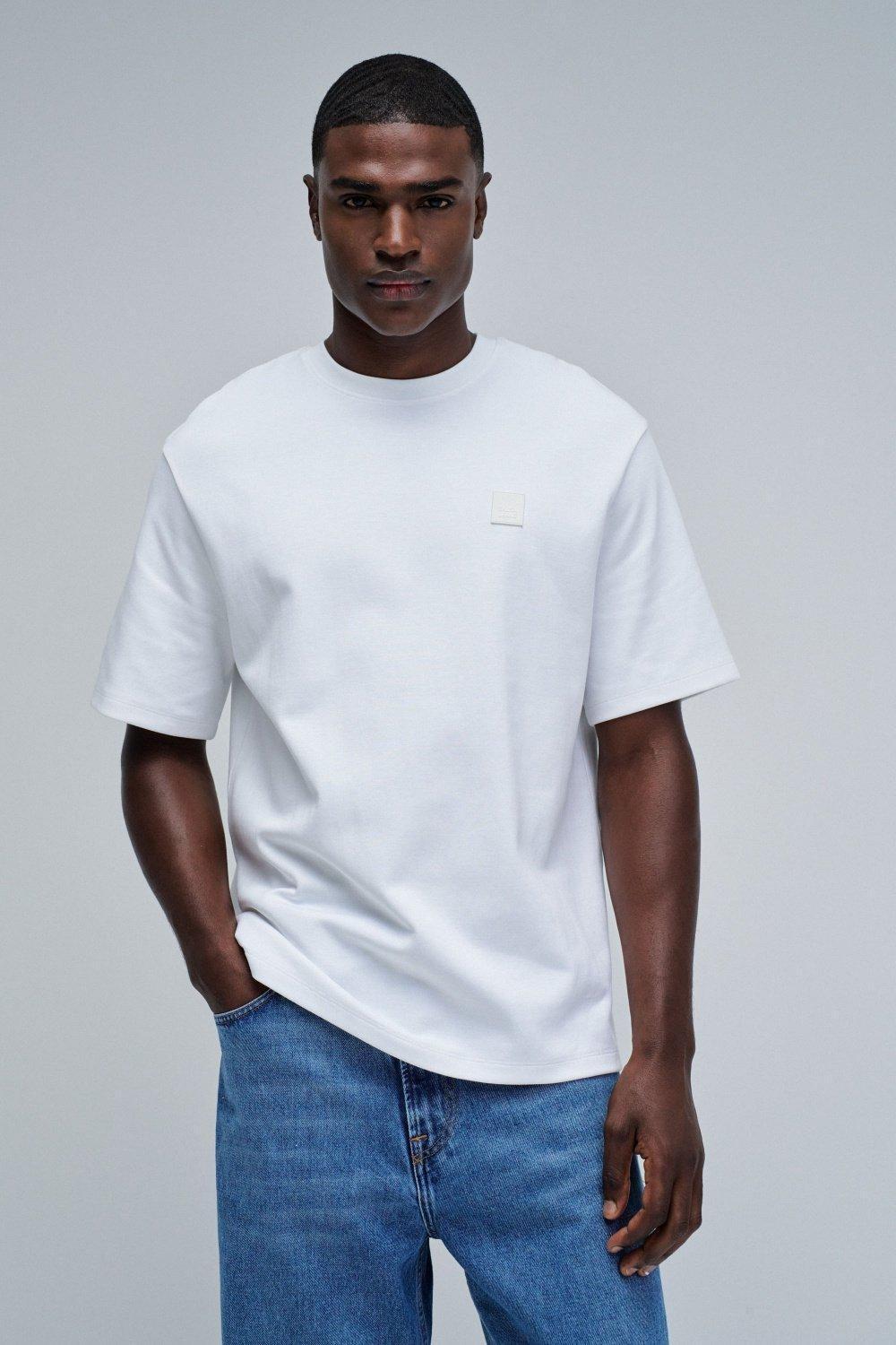 T-Shirt With Branding, White, medium