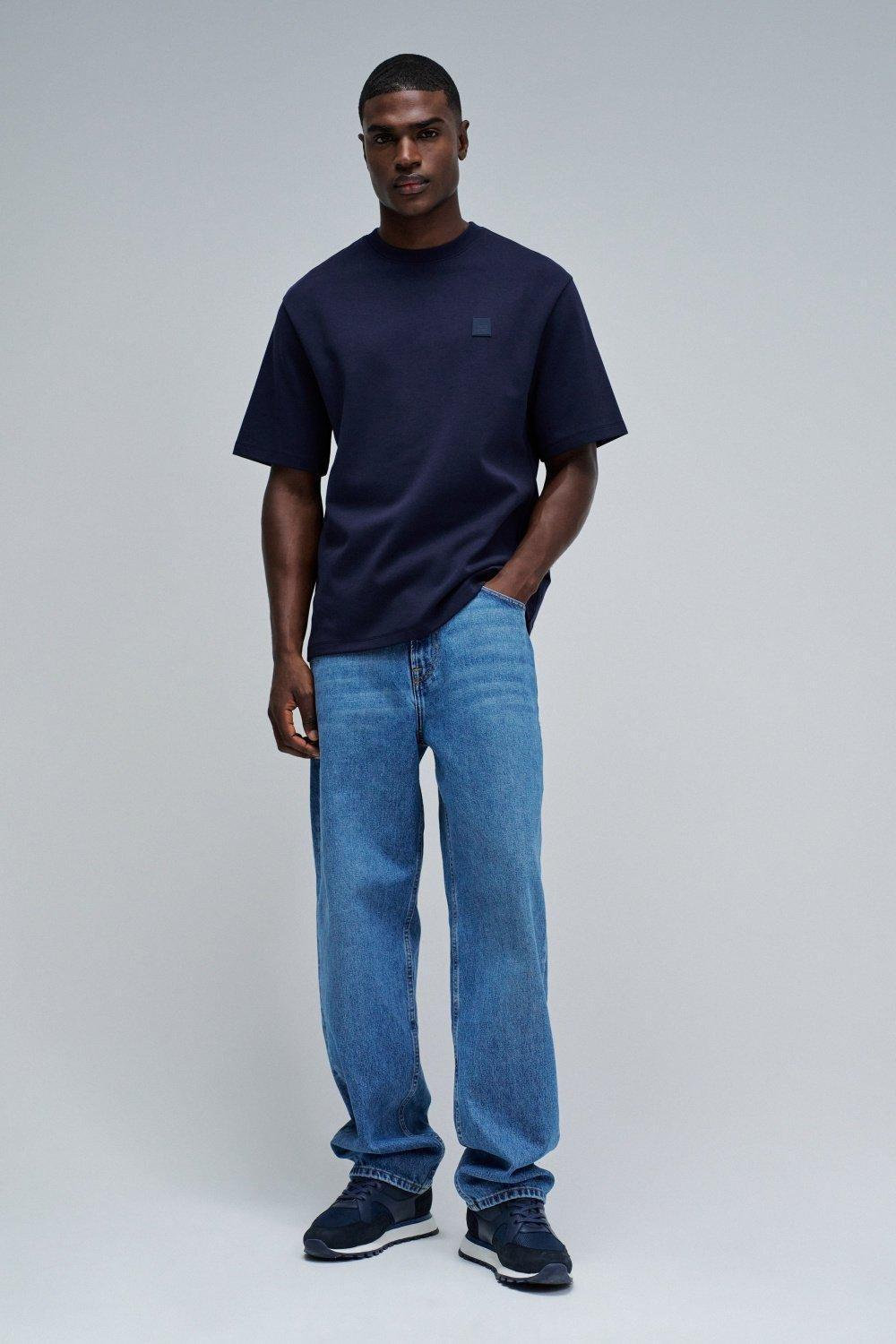 T-Shirt With Branding, Navy, medium