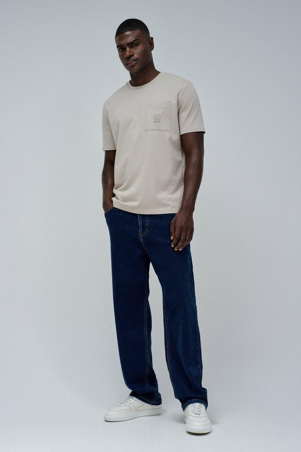 Textured T-Shirt With Pocket, Cream, medium