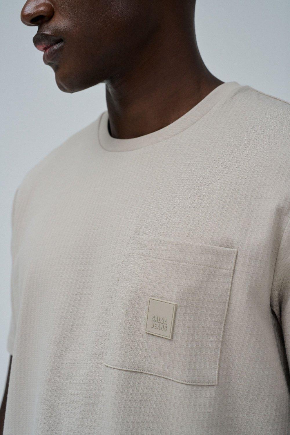 T-Shirt Regular Fit Jacquard Texture&nbsp;, Cream, large image number 4