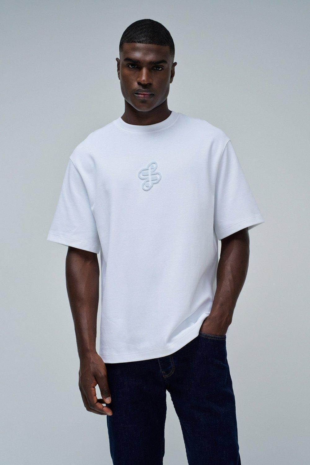 T-Shirt With Branding, White, medium