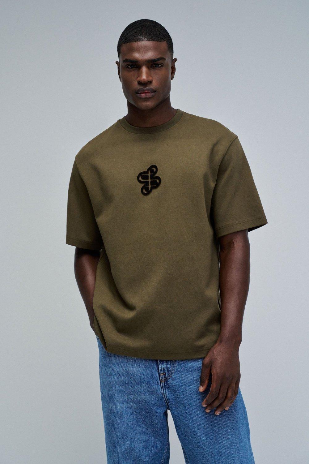 T-Shirt With Branding, Green, medium