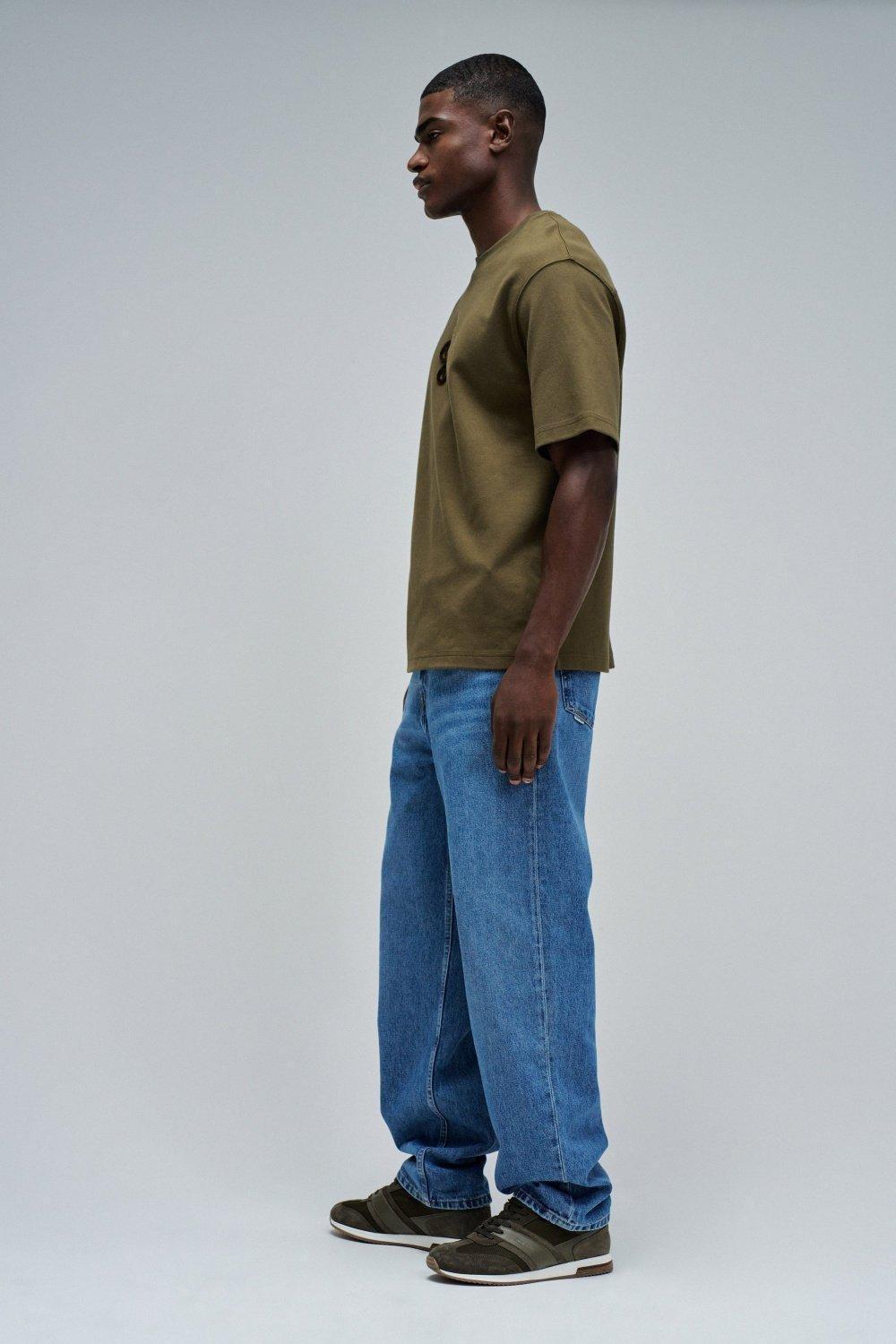 T-Shirt Relaxed Fit Special Embroidery, Green, medium