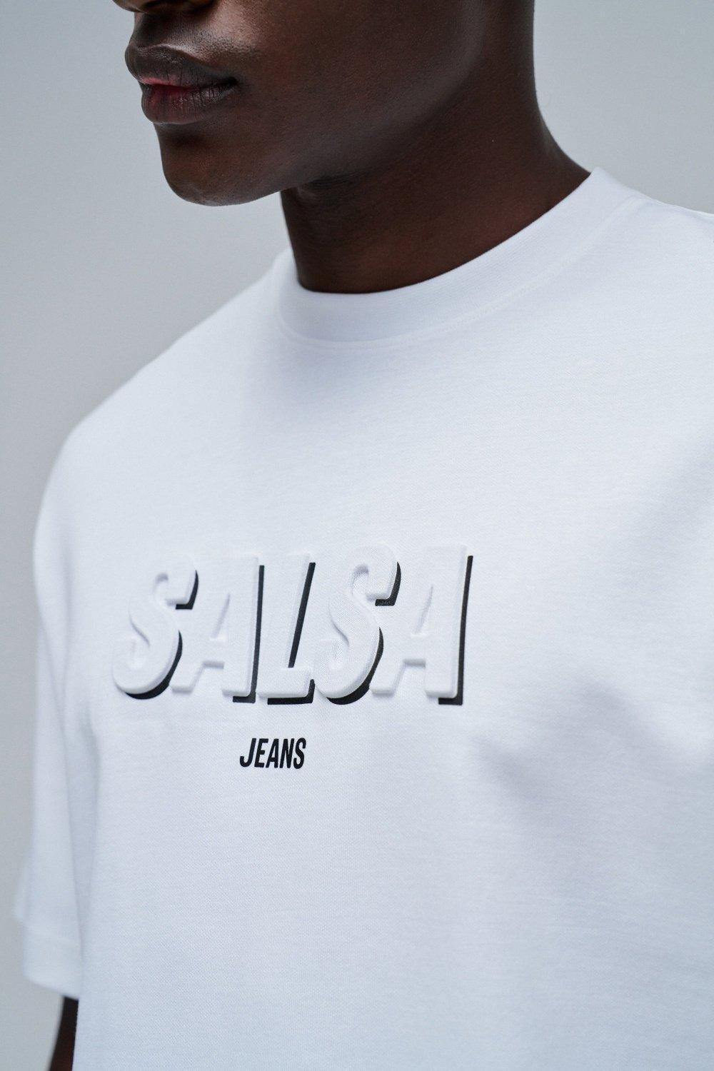 T-Shirt Relaxed Fit Embossed Print, White, large image number 4