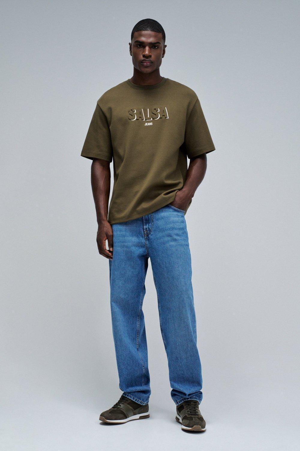 T-Shirt With Branding, Green, medium