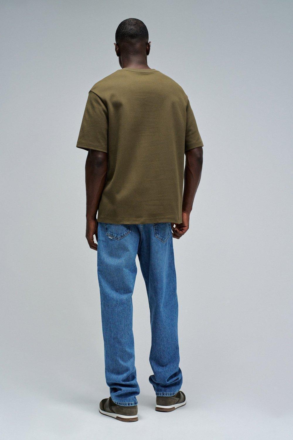 T-Shirt Relaxed Fit Embossed Print, Green, large image number 3