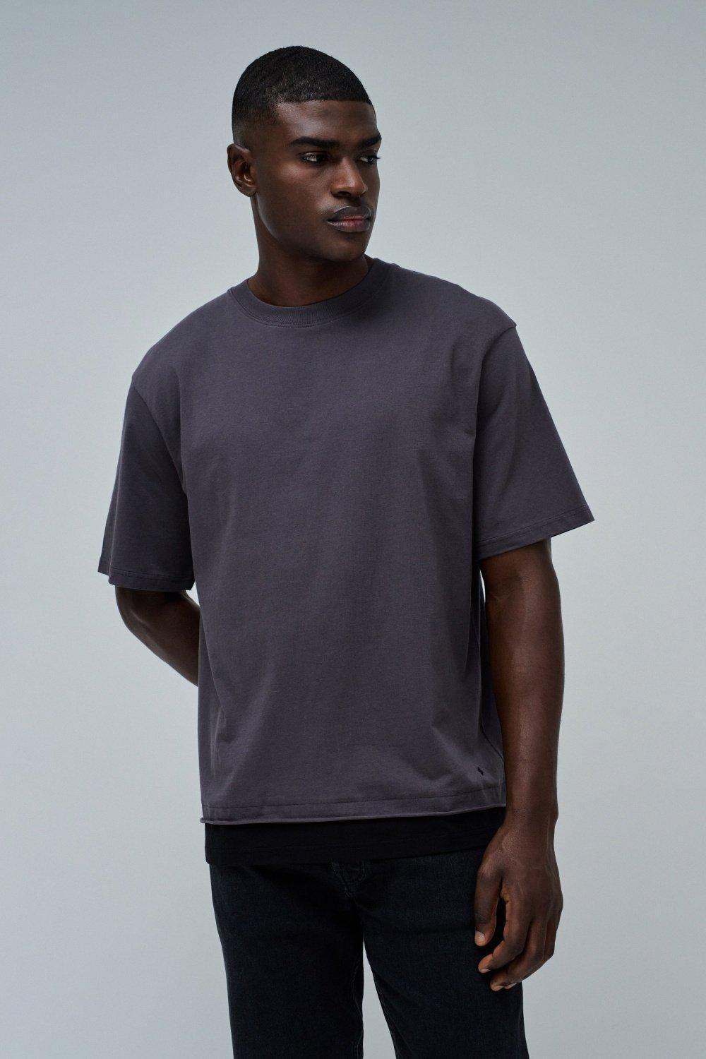 Black T-Shirt Relaxed Fit Back Print, , large image number 0