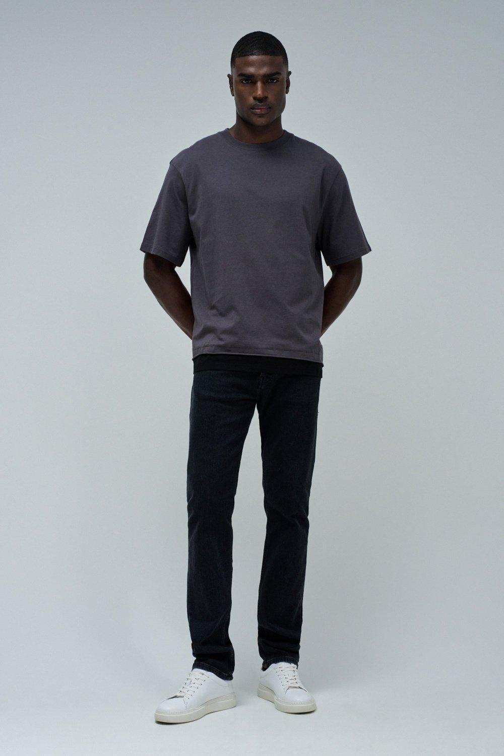 Black T-Shirt Relaxed Fit Back Print, , large image number 1