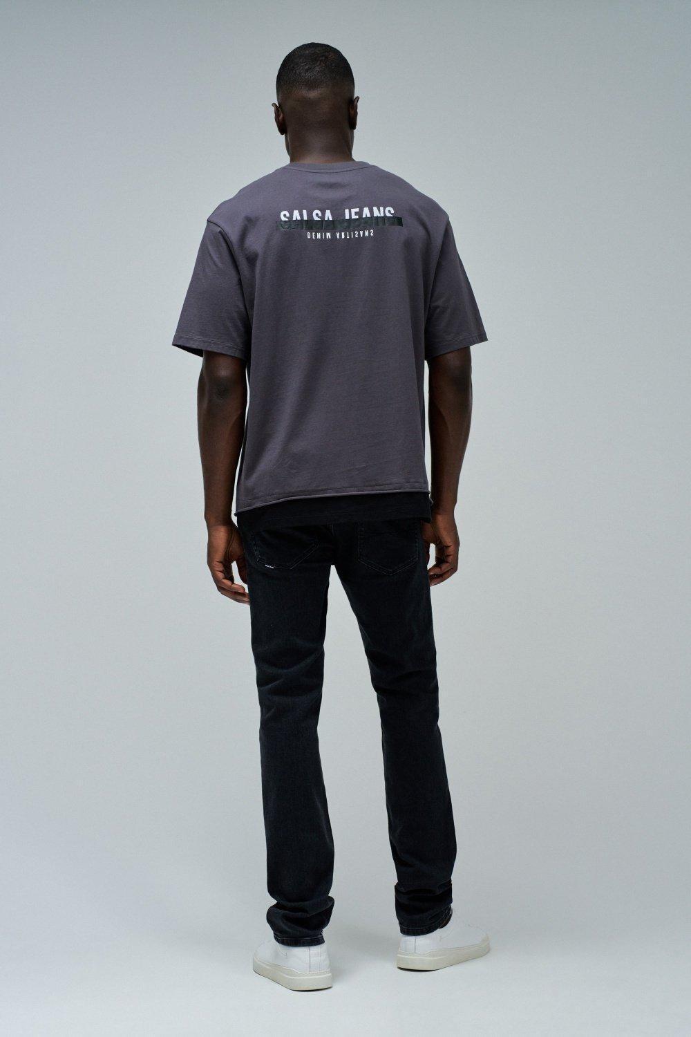 Black T-Shirt Relaxed Fit Back Print, , large image number 3