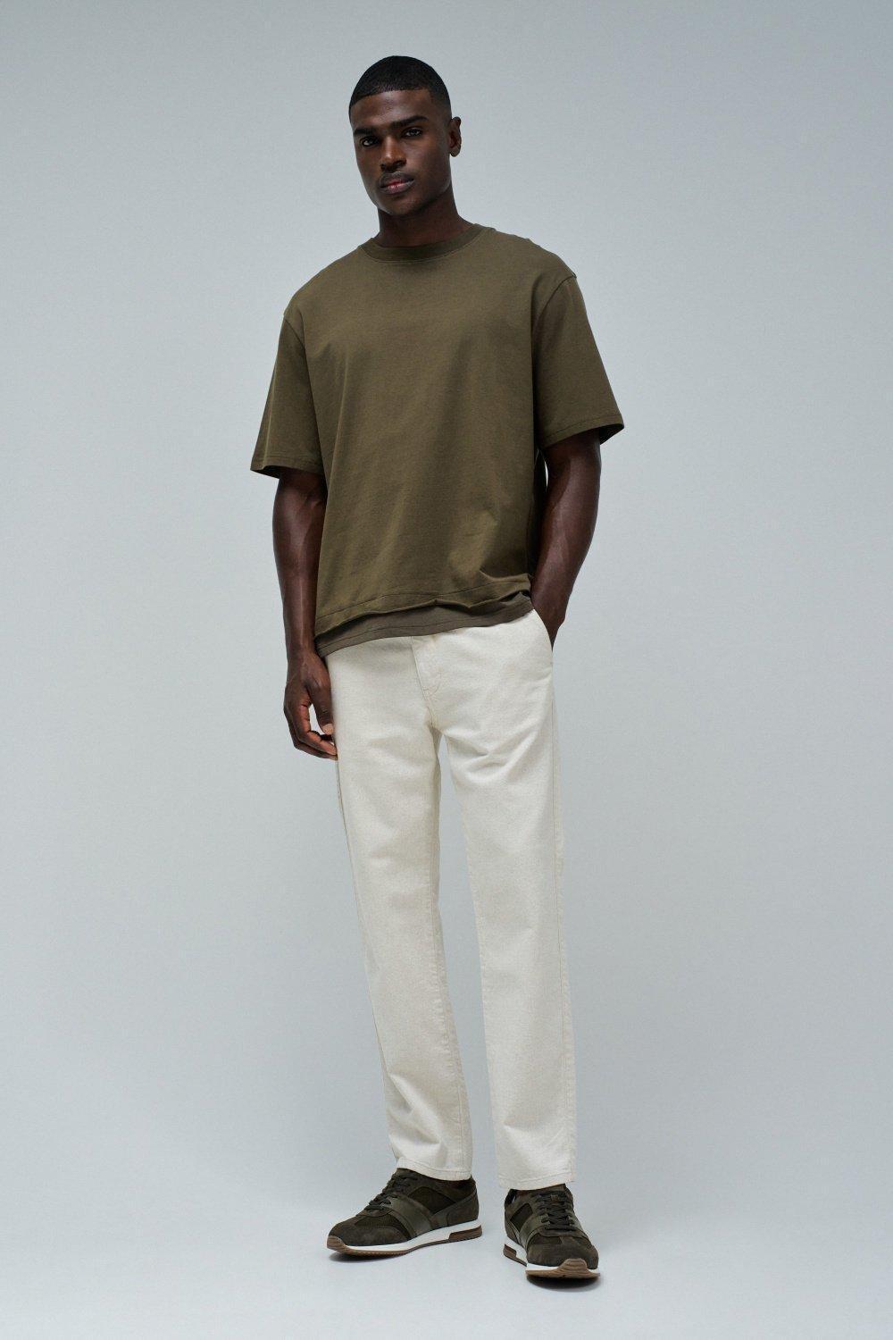 T-Shirt Relaxed Fit Back Print, Green, medium