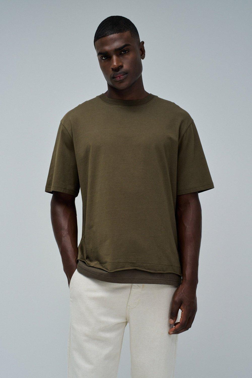 T-Shirt Relaxed Fit Back Print , Green, medium