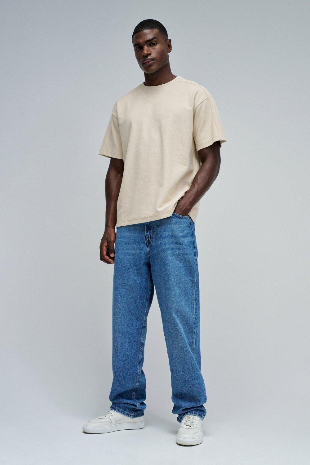 T-Shirt Relaxed Fit with Back Print, Cream, medium