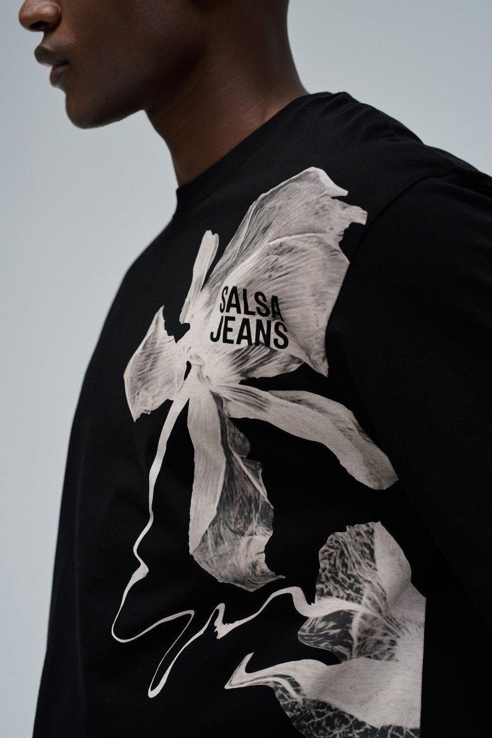 T-Shirt Relaxed Fit With Floral Print, Black, large image number 4