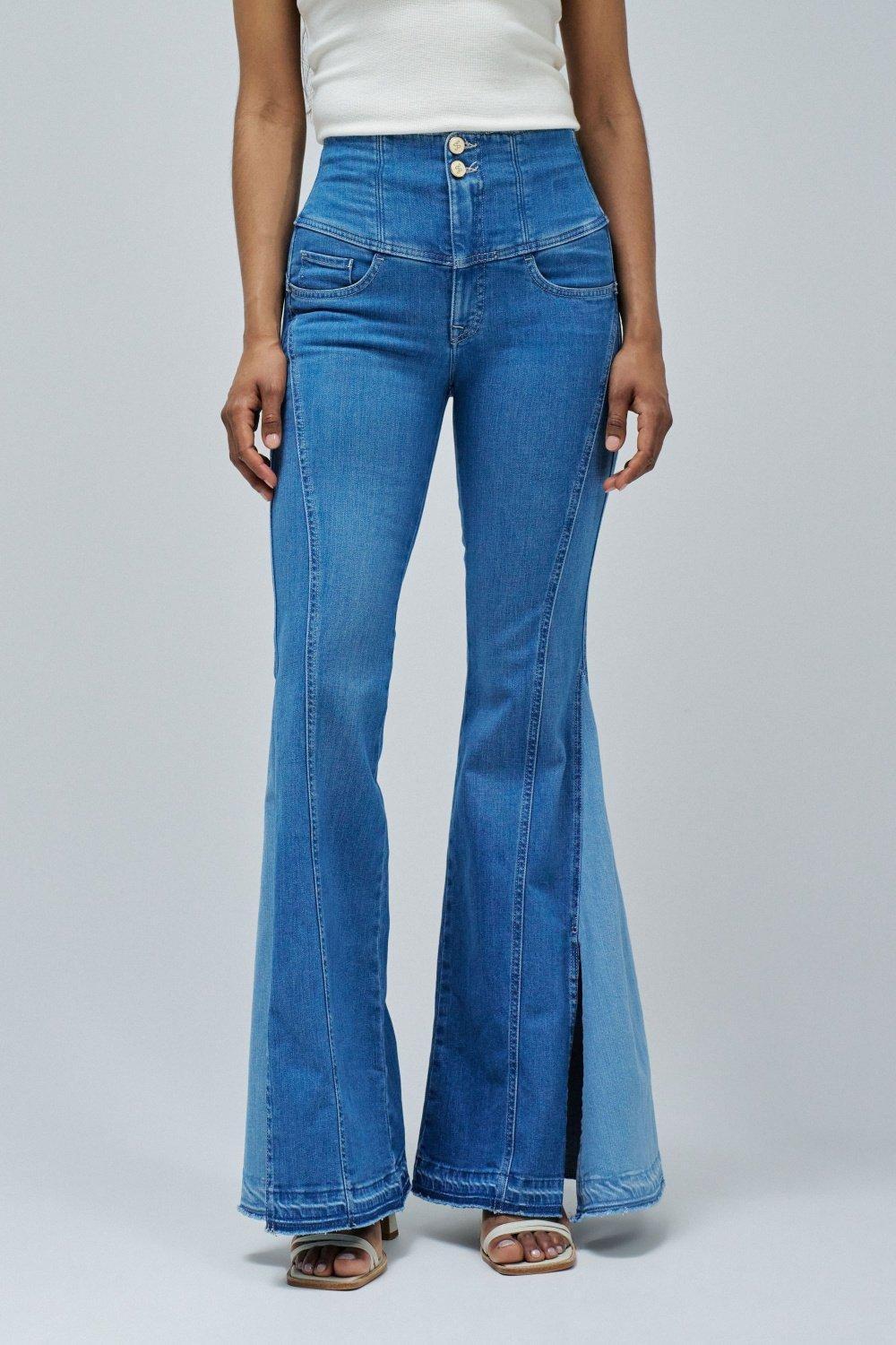 Diva Faith Push In Flare Jeans&nbsp;, Blue, medium