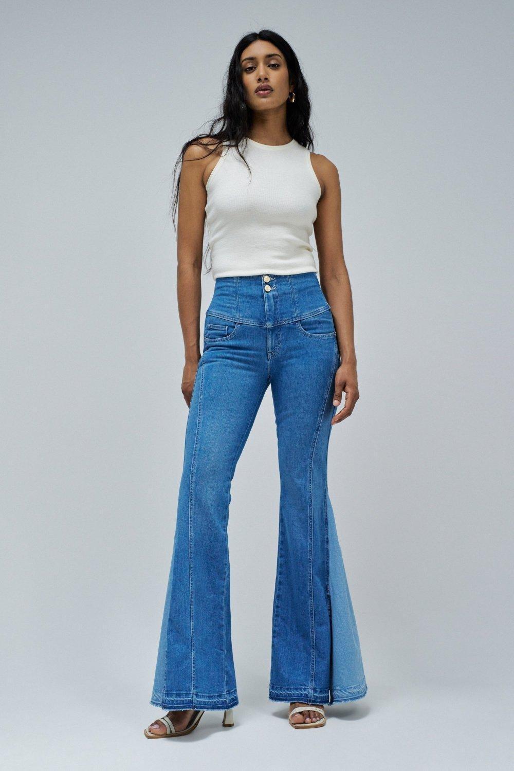 Diva Faith Push In Flare Jeans&nbsp;, Blue, medium