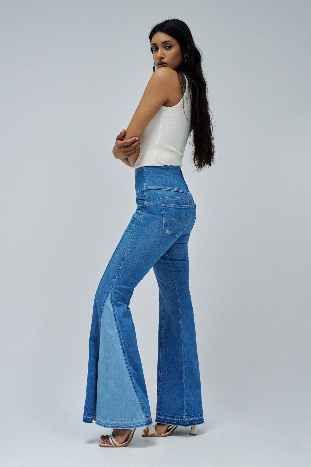 Diva Faith Push In Flare Jeans&nbsp;, Blue, medium