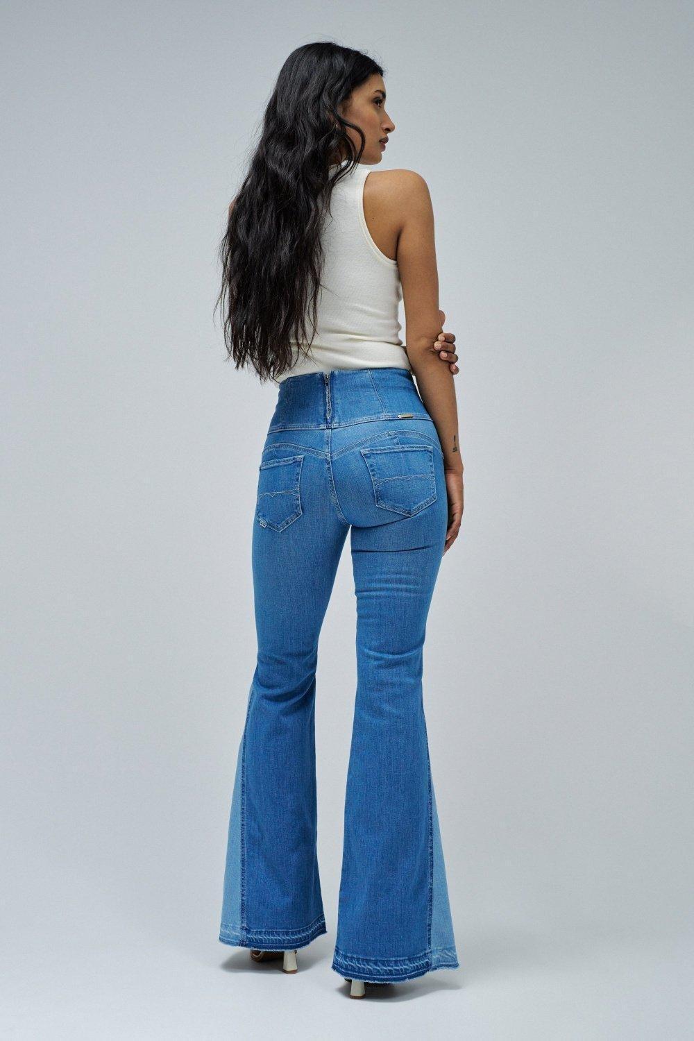 Diva Faith Push In Flare Jeans&nbsp;, Blue, large image number 3