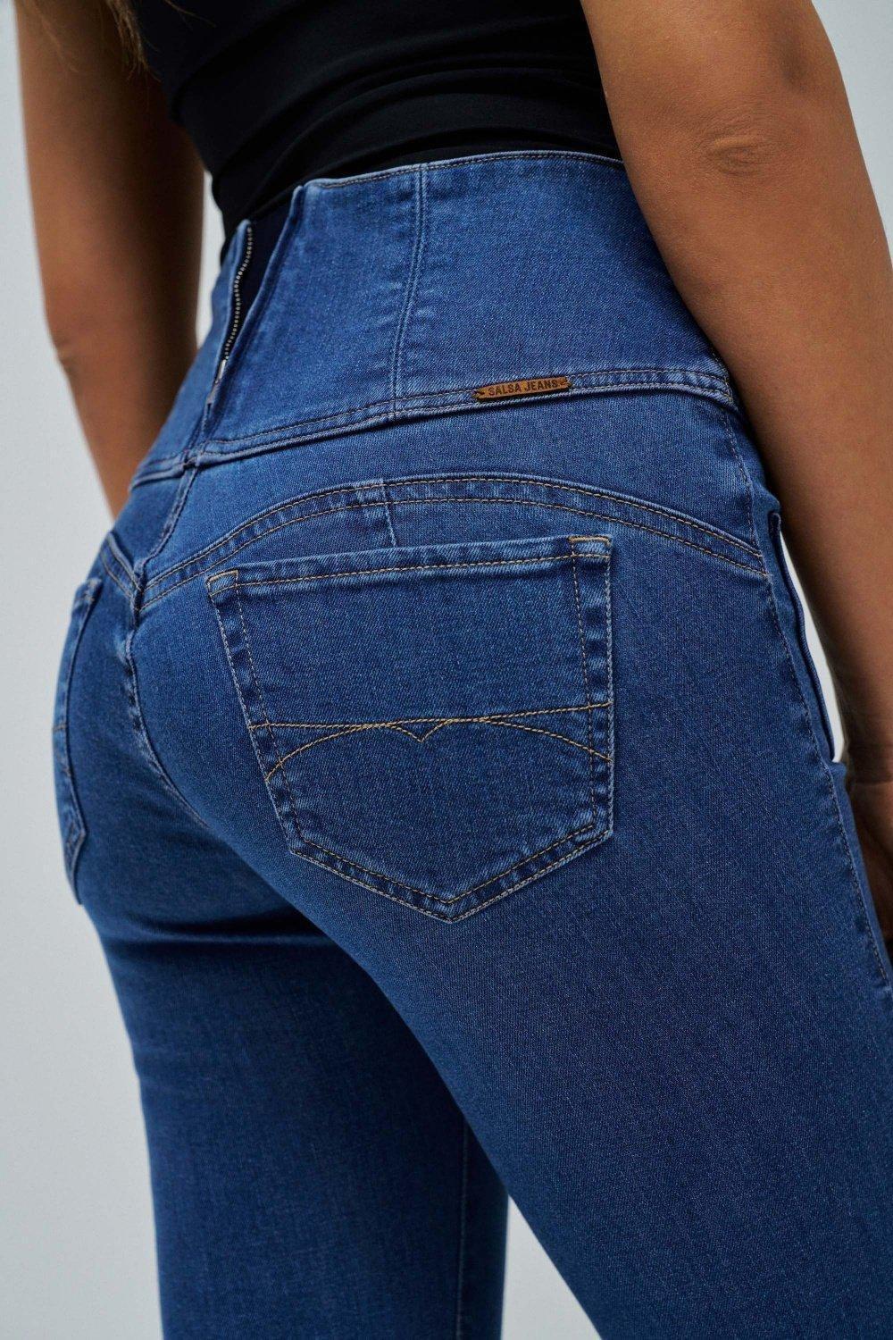 Diva Push In Flare Jeans, Blue, large image number 4